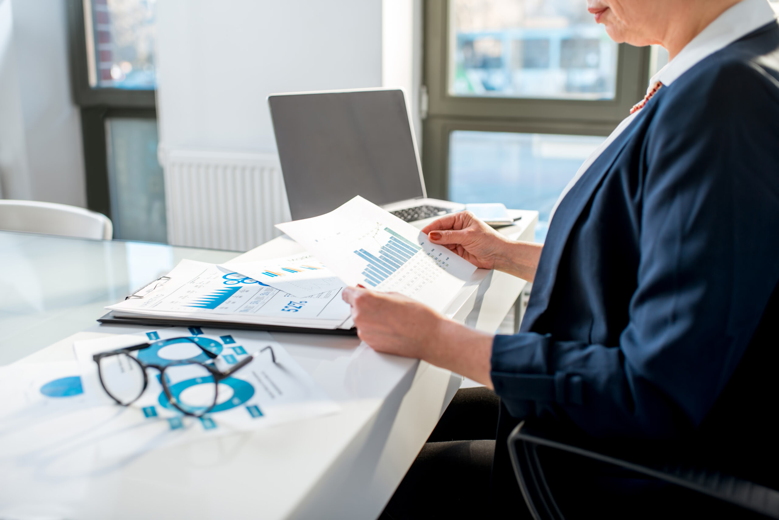 Professional analyzing company research and business data